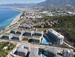 Квартира 1+1 с видом на море в элитном ЖК на первой береговой в Каргыджаке